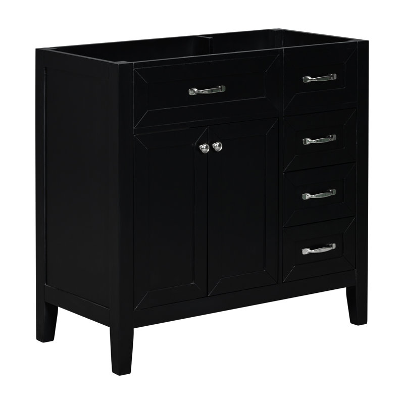 Base de meuble-lavabo 36 po. Style noir élégant avec tiroirs. Fabrication en bois massif. Arrosage et taches. Assemblage requis sans évier. Armoire fabriquée à partir de. Rangement. Requis