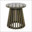 Table d'appoint d'extérieur en bois d'acacia pour le patio, table basse ronde pour la cour, la pelouse et le balcon avec finition grise durable