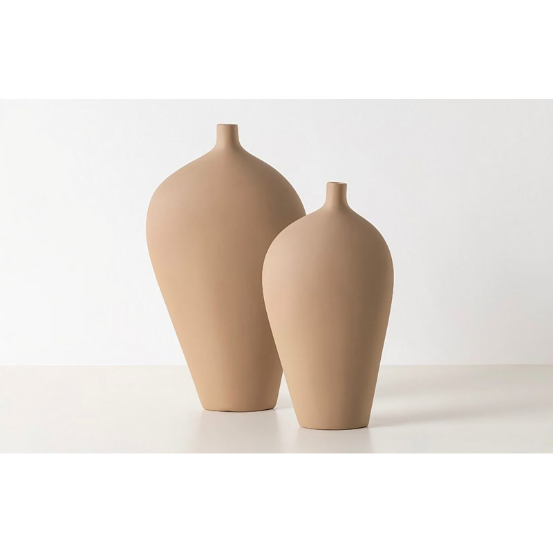 Crisinda Ceramic Table Vase, 15cm H x 5cm W x 29cm D, Cream