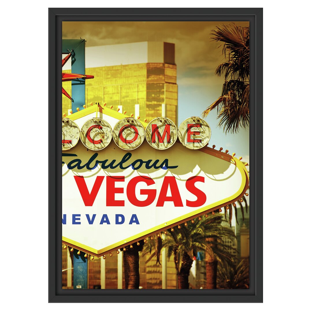 Gerahmtes Wandbild Las Vegas Ortseingangsschild