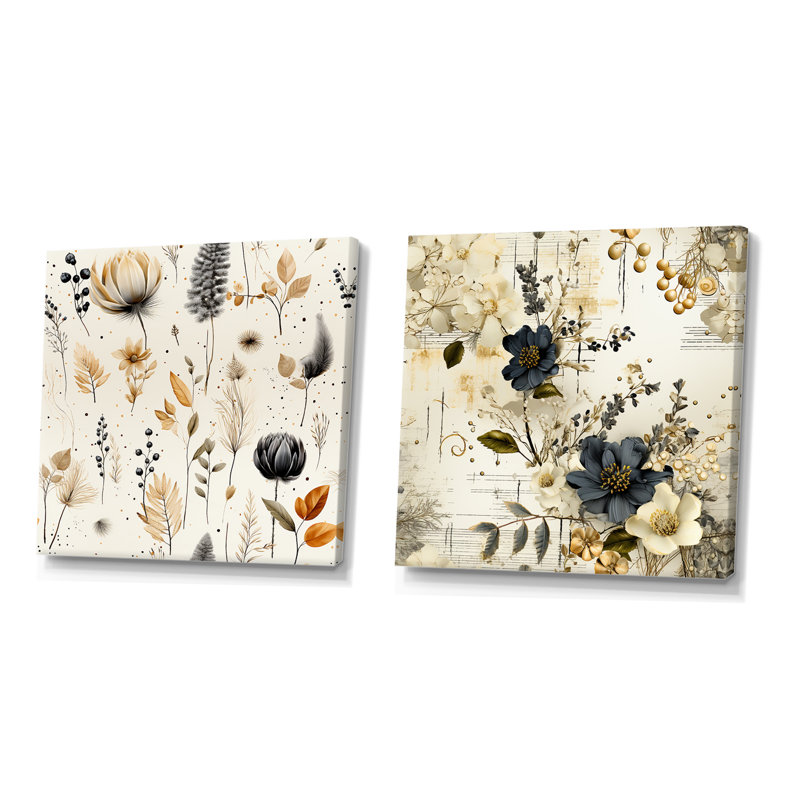 Ensemble de salon Cobee - Abstract Collages Wall Art, Toile tendue, H 16 po x l 33 po x P 1 po