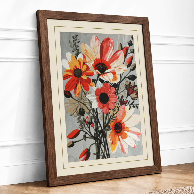 Gathered Posy Botanical - Framed Print, A3 - 42.0 x 29.7 cm, Walnut