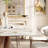 93.7"/86.6" Double Trestle Dining Table, Premium Sintered Stone Top in High-Gloss Amber/White, Solid Wood Base on Heavy-Duty Carbon Steel Discs, 8-10 Person-1803343387-1803343385-1803343382