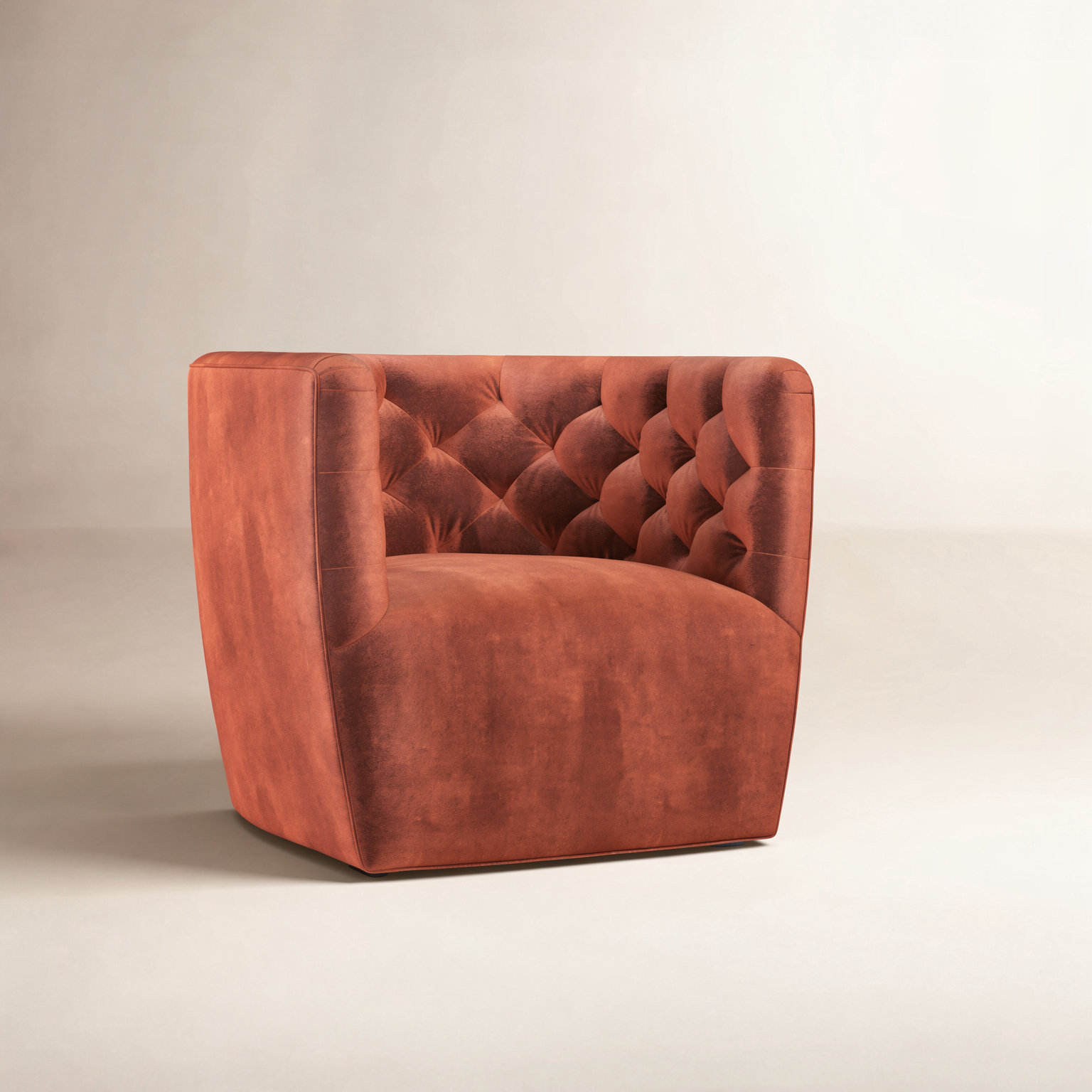 Bari Swivel Barrel Chair, Sapphire Rust Velvet