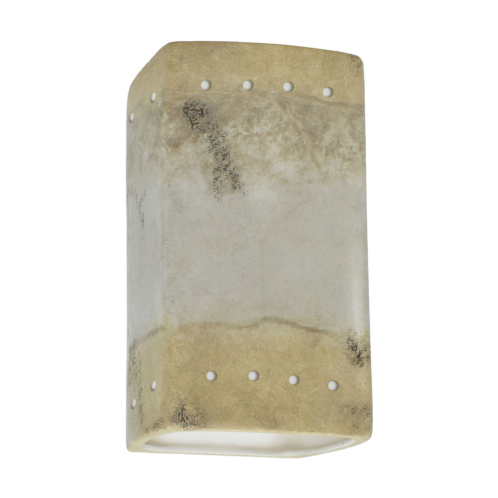 Logan Ceramic Outdoor Wall Lantern, Greco Travertine, LED, 9.5" H x 5.25" W x 4.5" D