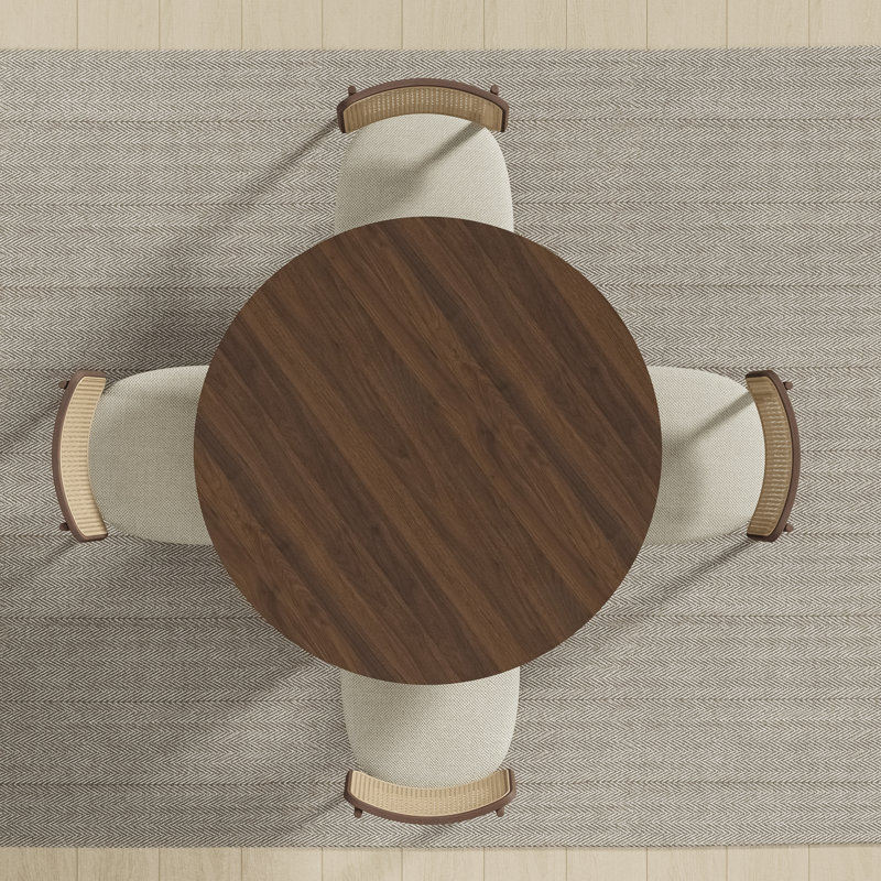 Solid Wood Dining Table Round Pedestal Kitchen Table, 30"H x 46"L x 46"W, Walnut