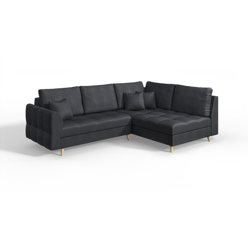 Scandinavian Corner Sofa with Footstool, Anthracite, Right Hand Facing