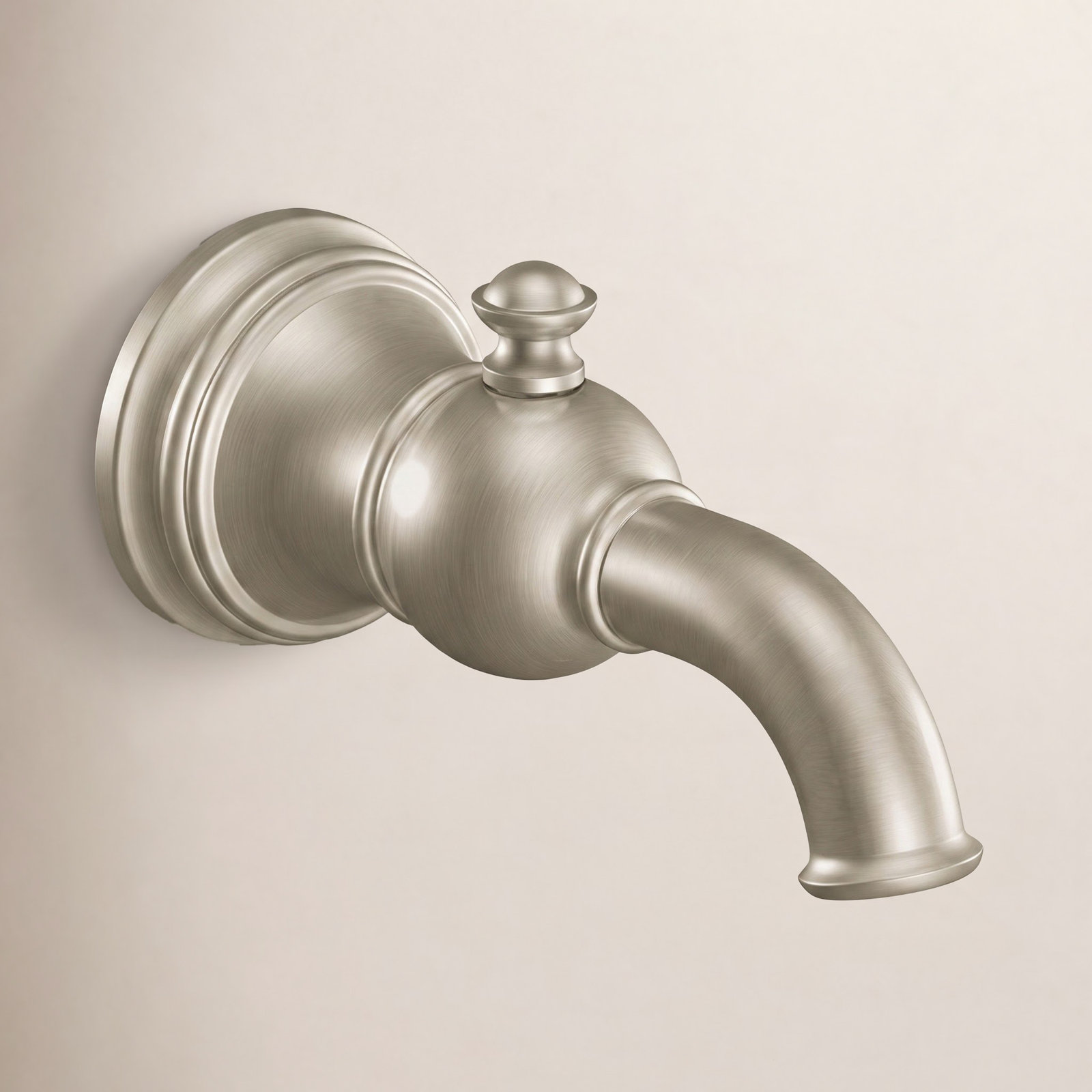 Weymouth Wall-Mounted Tub Spout with Diverter, Brushed Nickel
