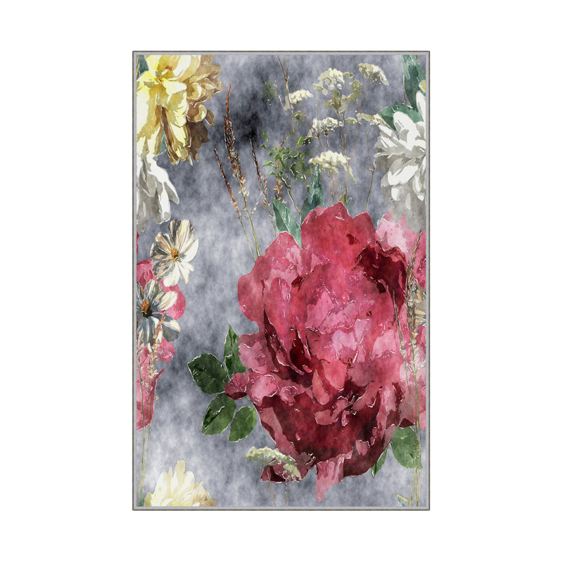 Elegant Hall Carpet, 3D Digital Print Design, 3.9 x 4.9 ft | 100% Polyester, Antibacterial, Non-Slip PVC Dot Underside, Pile Height: 0.04 in, Machine Washable, Perfect for Living Room & Entryway Decor