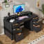 Computer Desk With Three-Colour Sensor Led Light, Drawer, Power Socket And External Shelf-176581612