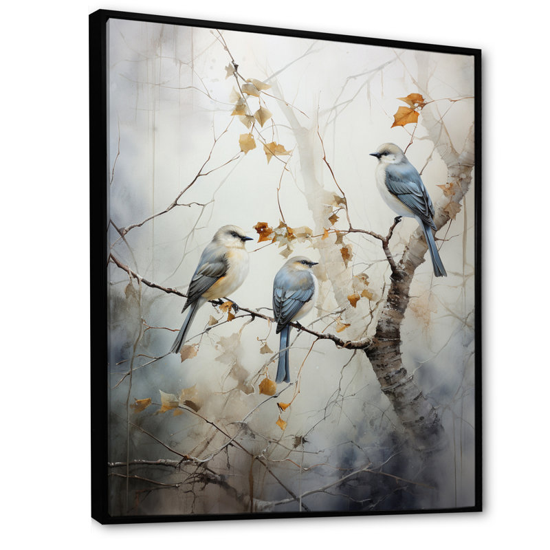 Bird Silent Watcher II - Art mural oiseau, Cadre flottant noir, H 40 po x l 30 po x P 1,5 po