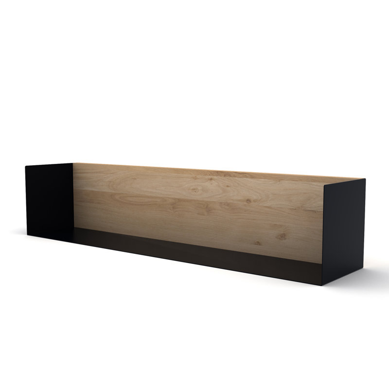 U Oak Solid Wood Accent Shelf, 5.9" H x 27.6" W x 5.9" D, White