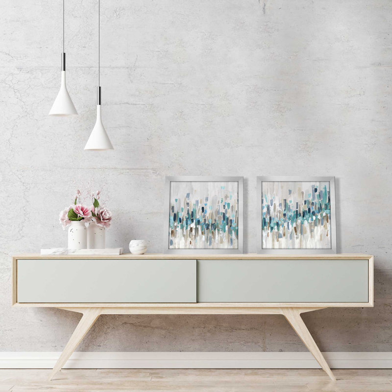 Staccato Blue Framed On Paper 2 Pieces Set