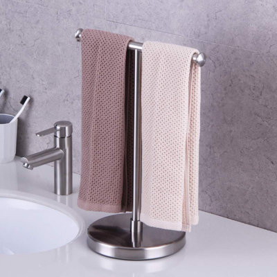 GERZWY Free Standing Towel Holder Stand Modern Countertop Tree Rack SUS 304 Stainless Steel