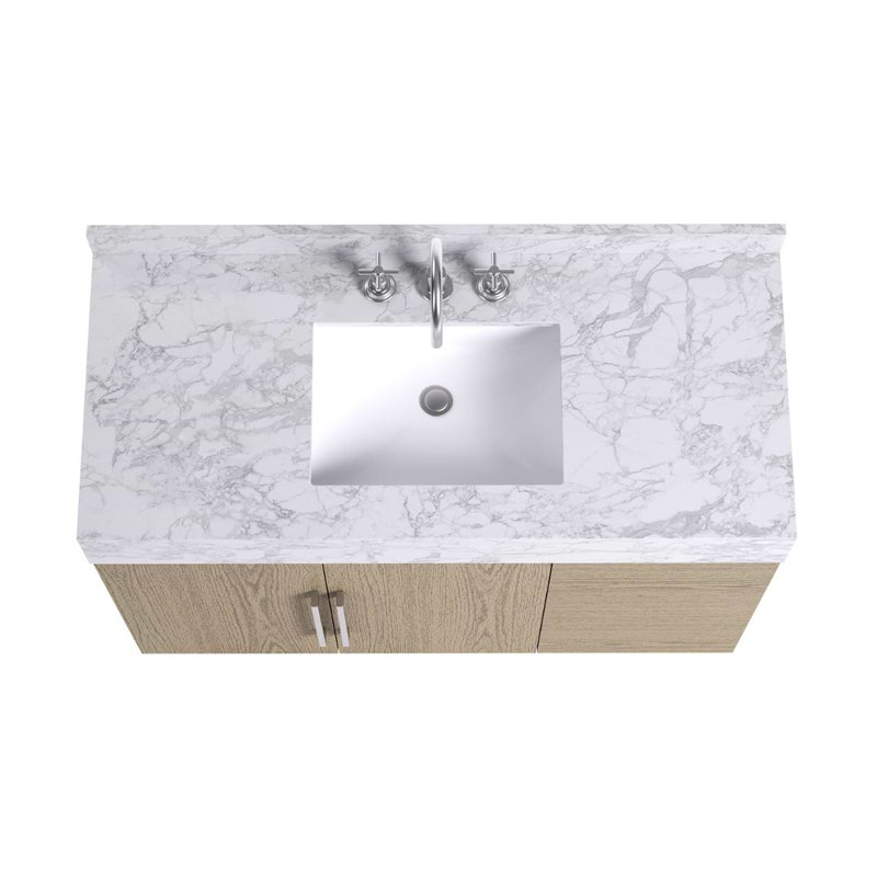 TileBar Studio Vanities Orville Greige Ash Vanity with Carrara Marble Top, 48" W