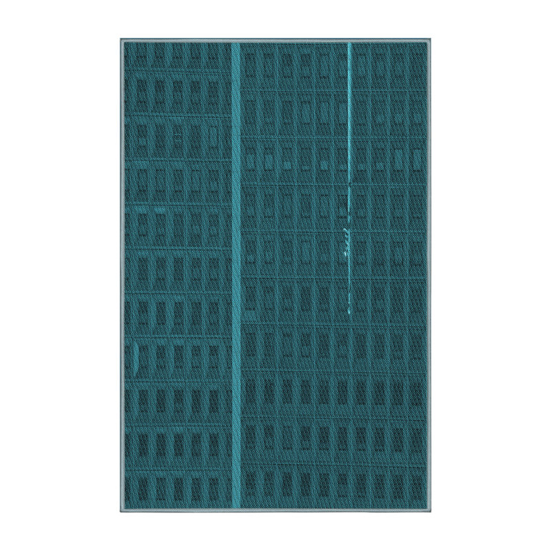 Tapis abstrait en laine bleu sarcelle, Rectangle 5 pi x 8 pi