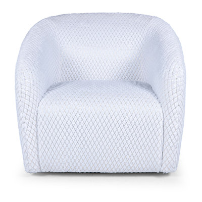 Fully assembled 360 swivel barrel chair with 3D diamond textured fabric
