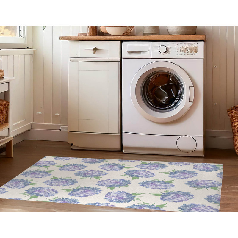 Tapis à linge antidérapant Hydrangea Love, L 49 po x H 6 po, Ivoire floral