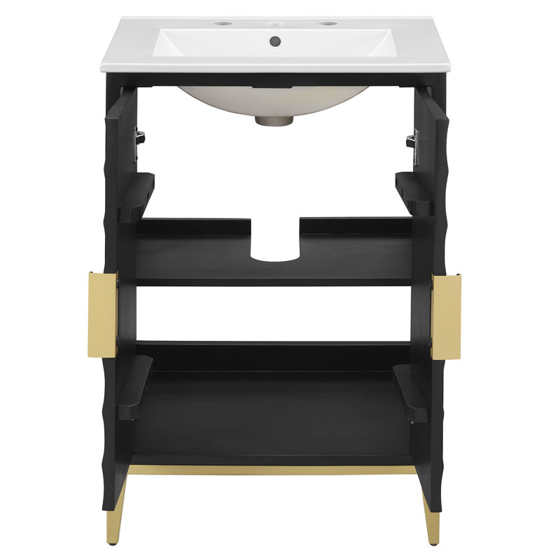 Meuble-lavabo en bois Beau avec lavabo 24 po Beau, Blanc