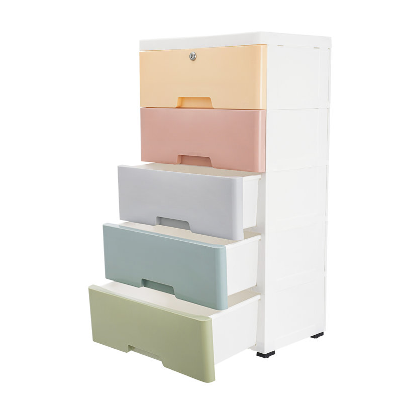 Armoire de rangement verticale à 5 tiroirs, commode haute et compacte pour chambre, garde-robe, entrée ou couloir.