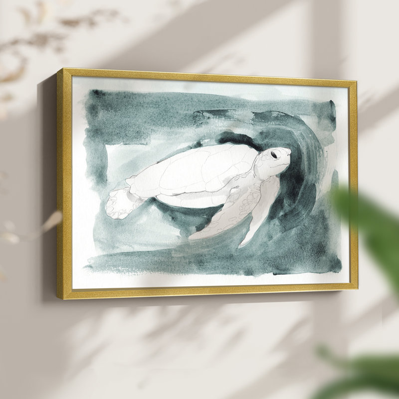 Sea Turtle Searching I -Framed Print - Restickable