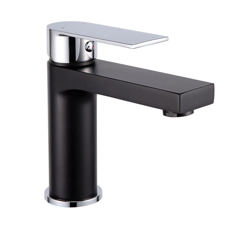 Robinet de lavabo à poignée simple à finition chromée, Noir / chrome