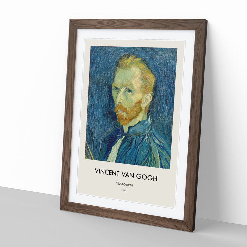 Self Portrait Vol.1 by Vincent Van Gogh - Picture Frame Painting, 36cm H x 27cm W x 2cm D, Walnut