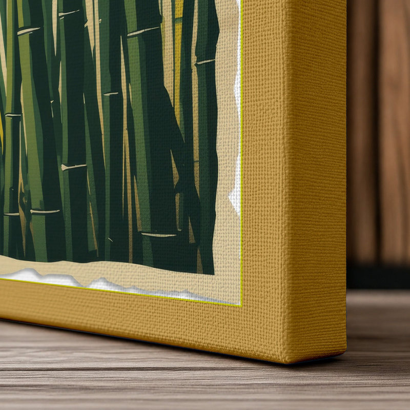 Bamboo Grove Light Japandi - Wrapped Canvas, 18x12 - 45.7 x 30.5 cm, Ochre Border