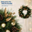 24" Christmas Wreath with Gold Double Bells, Leaves & Fruit | Artificial Green Pine Front Door Wreath for Porch, Window & Wall – Weather Resistant