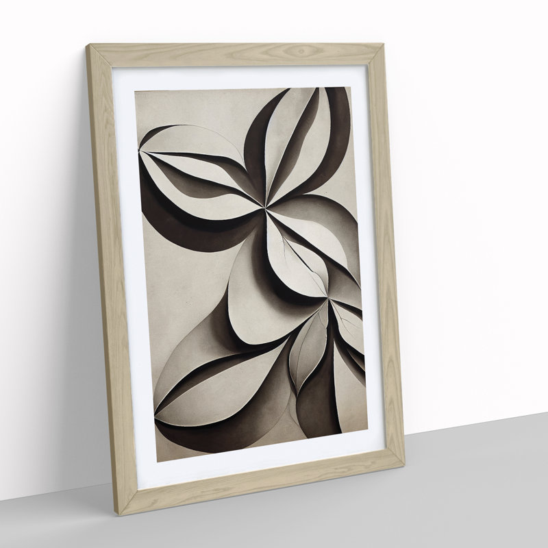 Creative Leaves Abstract - Framed Print, 64cm H x 46cm W x 2cm D, Oak Framed