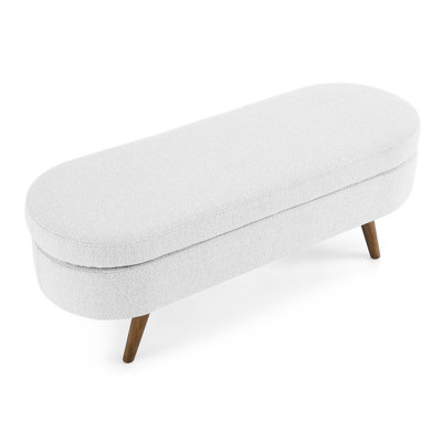 Banc de rangement repose-pieds ovale avec pieds en bois d'hévéa