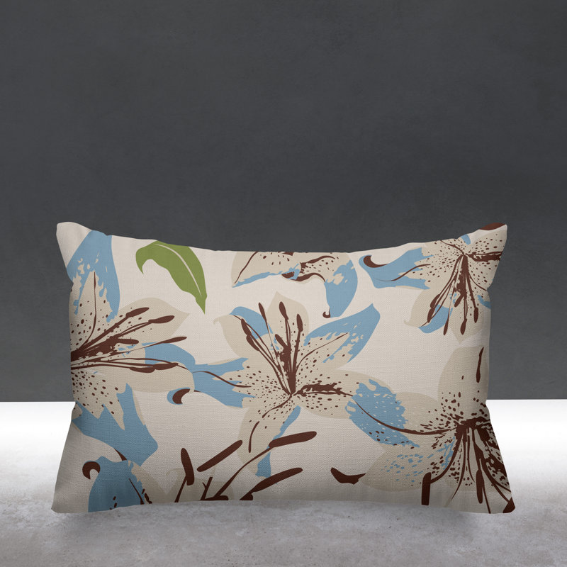 Alyssa Floral Outdoor Reversible Throw Pillow, Blue