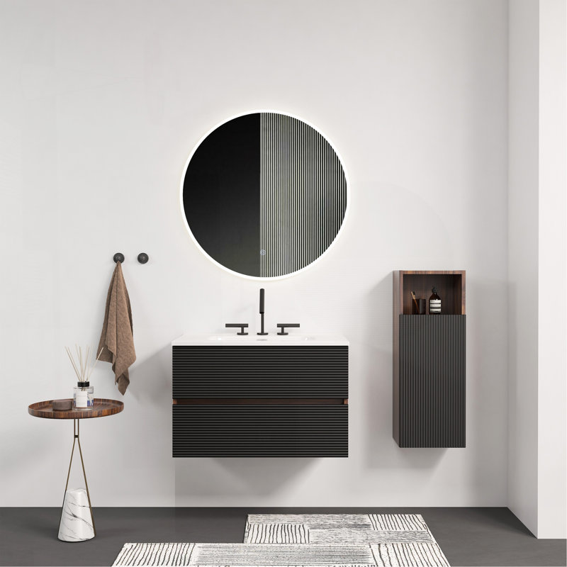 Meuble-lavabo mural 30 po Gloria, Noir / brun, 30"