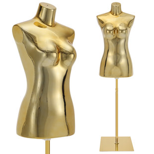 Female Mannequin Dress Form Torso - Manikin Body With Gold Metal Stand Height Adjustable, Display Mannequins Body For Sewing Clothes (40-75inch, Golden)