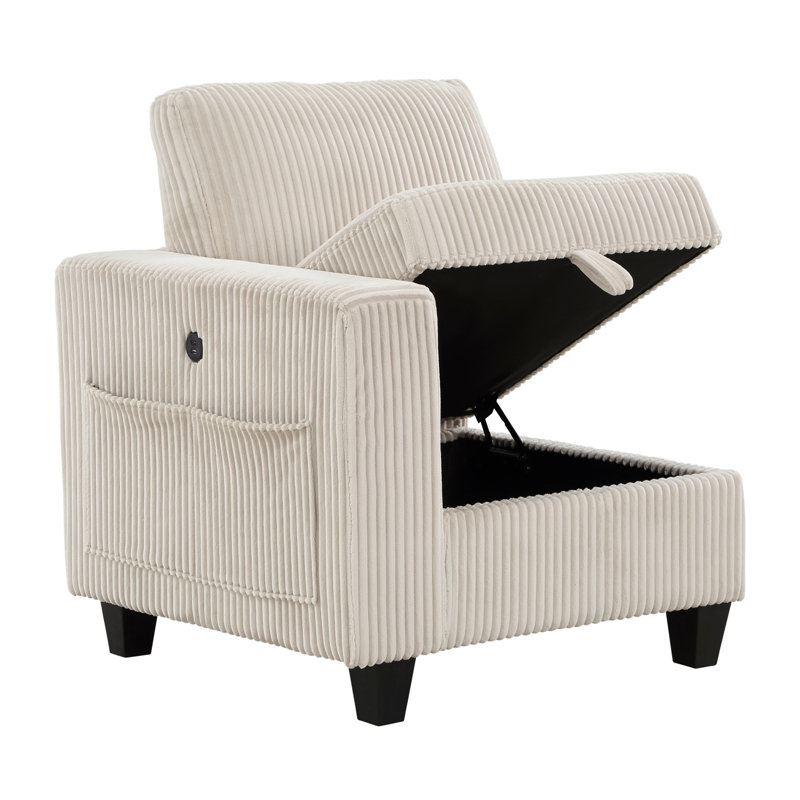 5-Piece Modular Sectional With Storage Seats, Beige Fabric