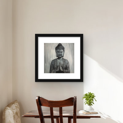 Buddha Grey Framed Matted Print | Elegant Home Decor Art