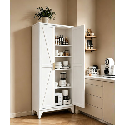 Grande armoire de rangement en métal 71 po avec 2 portes, 4 tablettes réglables et un espace de rangement indépendant