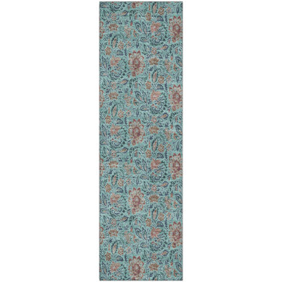 Premium Machine Washable Suellen Teal Rug