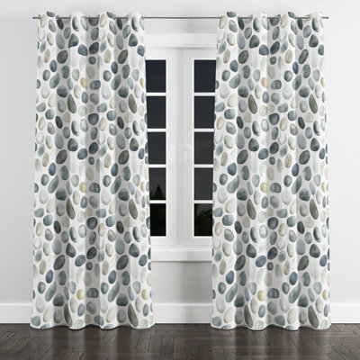Coastal Window curtains - Grey Stone Pebble Soft Grommet Curtain - 1 Panel