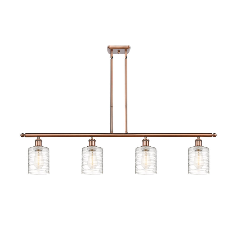 Luminaire suspendu linéaire à 4 lumières pour îlot de cuisine Karon, Ampoule non incluse, Cuivre antique