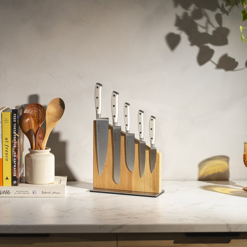 Ensemble de couteaux de cuisine magnétique blanc