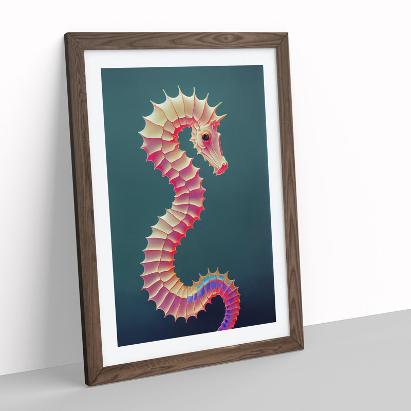 Bewitching Seahorse - Single Picture Frame Print, 64cm H x 46cm W x 2cm D, Walnut