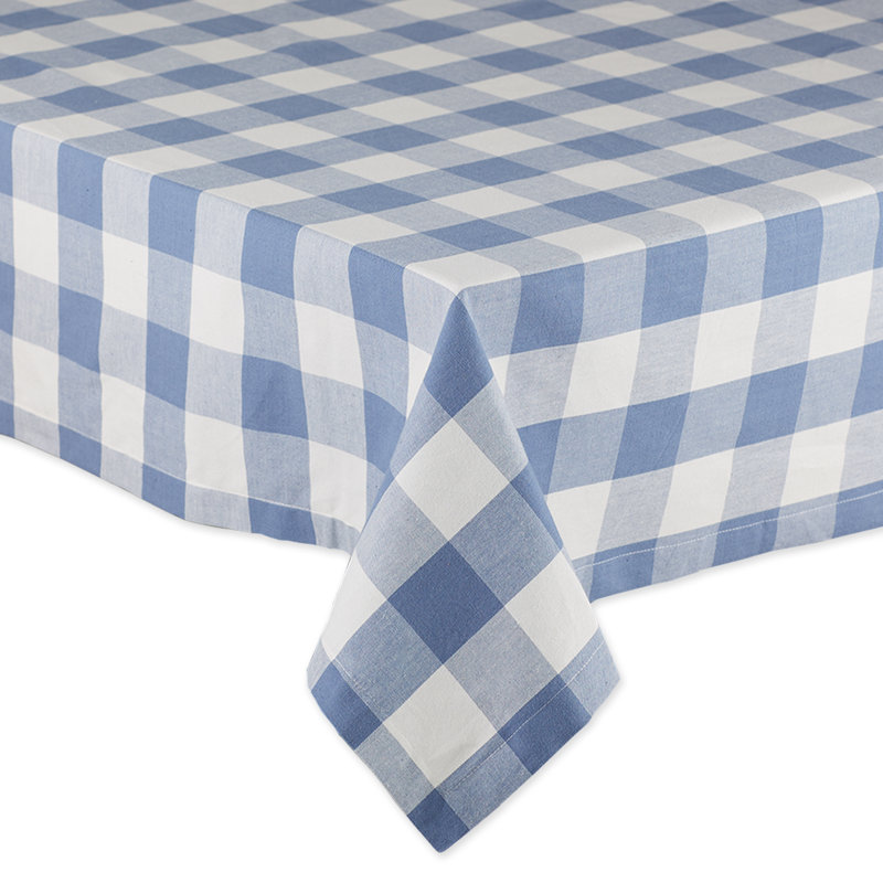 Estacia Checkered 100% Cotton Tablecloth, 84" L x 60" W, Checkered, Blue