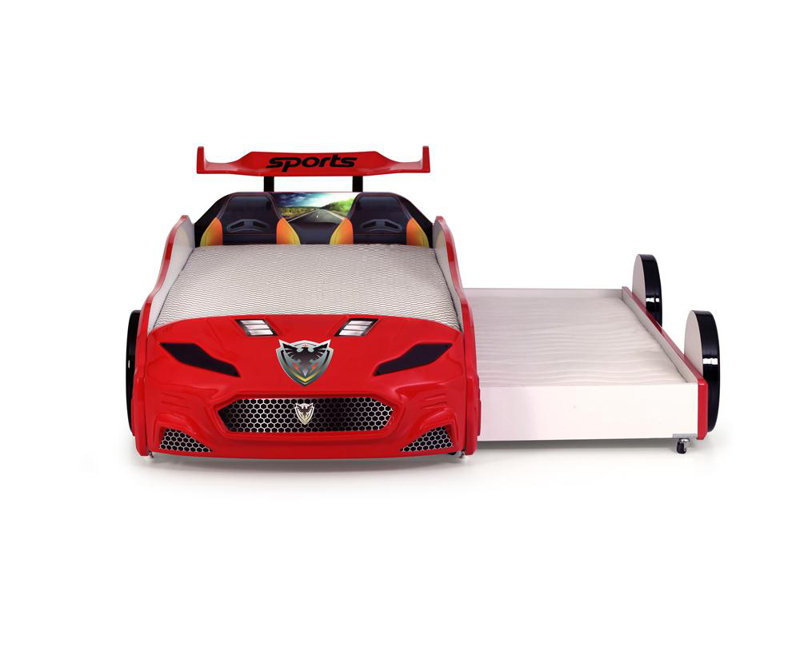 Kids Twin with Trundle, Black, Red