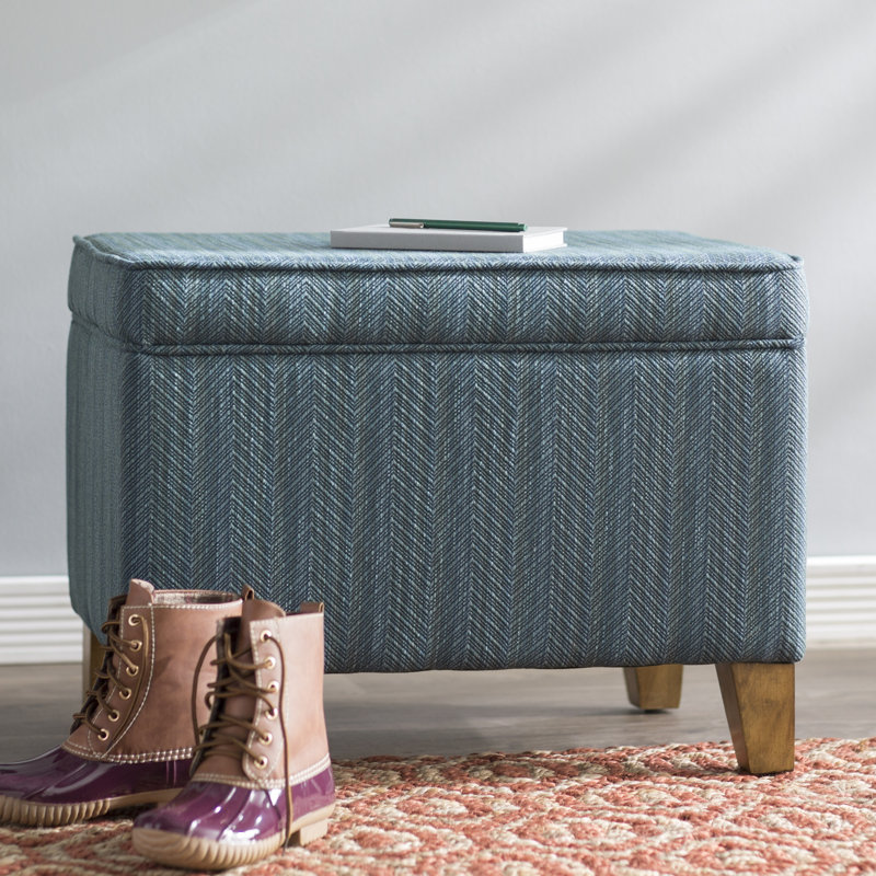 Murwah Storage Ottoman, Textured Teal Polyester Blend