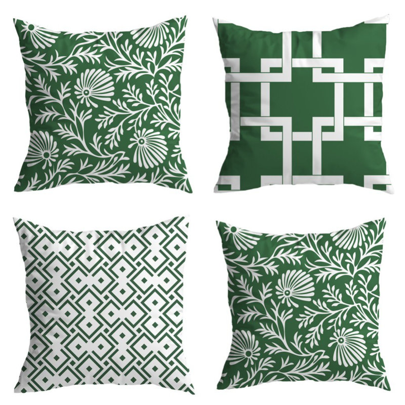 Home Decorative Pillowcase Pillowcase 45*45cm Pillowcase Bohemian Style Pillowcase, Set Of 4, Green Floral/Geometric