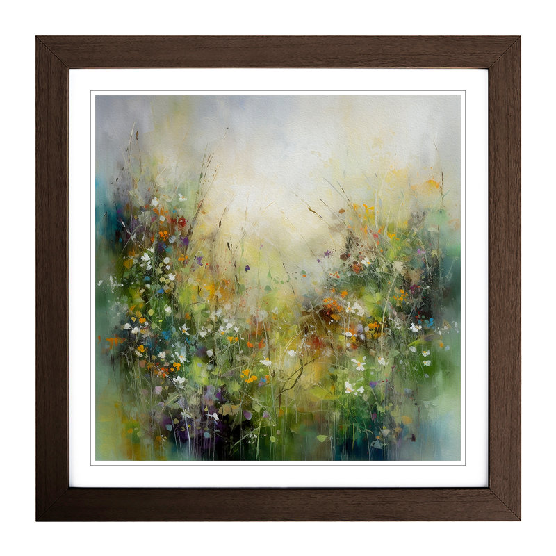 Meadow No.2 - Single Picture Frame Print on Wood, Walnut