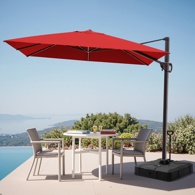 Parasol rectangulaire en porte-à-faux 128 po x 104 po avec base Easy-Move | Mobilité d'une personne, Rouge