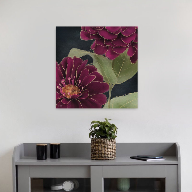 Art floral contemporain bourgogne 2, H 18 po x l 18 po