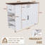 Îlot de cuisine sur roulettes de 46 po avec rangement et prise de courant - Table de bar rustique mobile, plateau en bois avec tablette et tiroir réglables pour la cuisine, le salon et la salle à manger, blanc